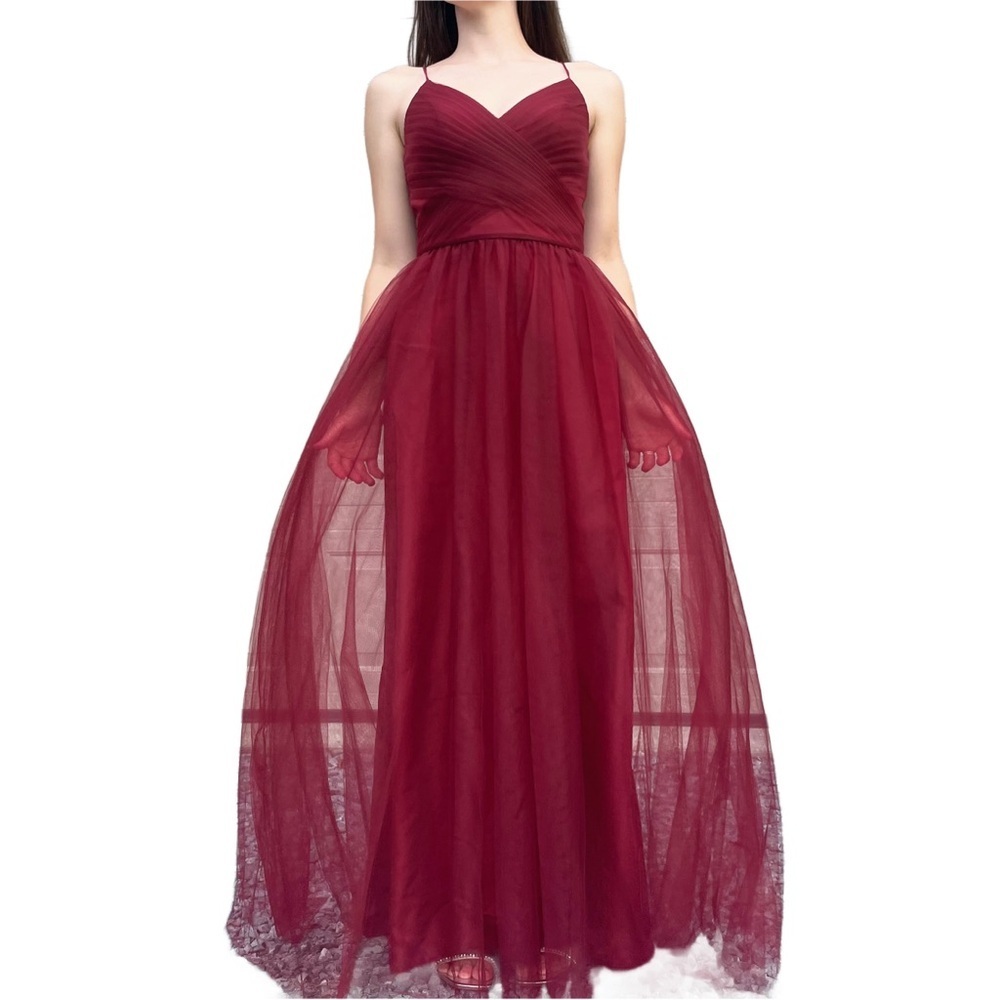 BHLDN by Anthropologie Romantic Red Tulle Black Tie Gown 6